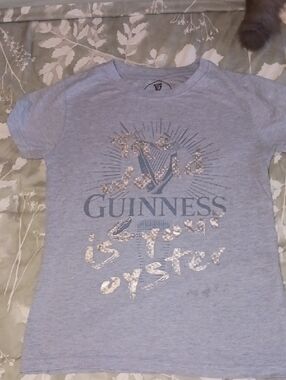 Guinness Light Blue Tee with Gold Metallic Script